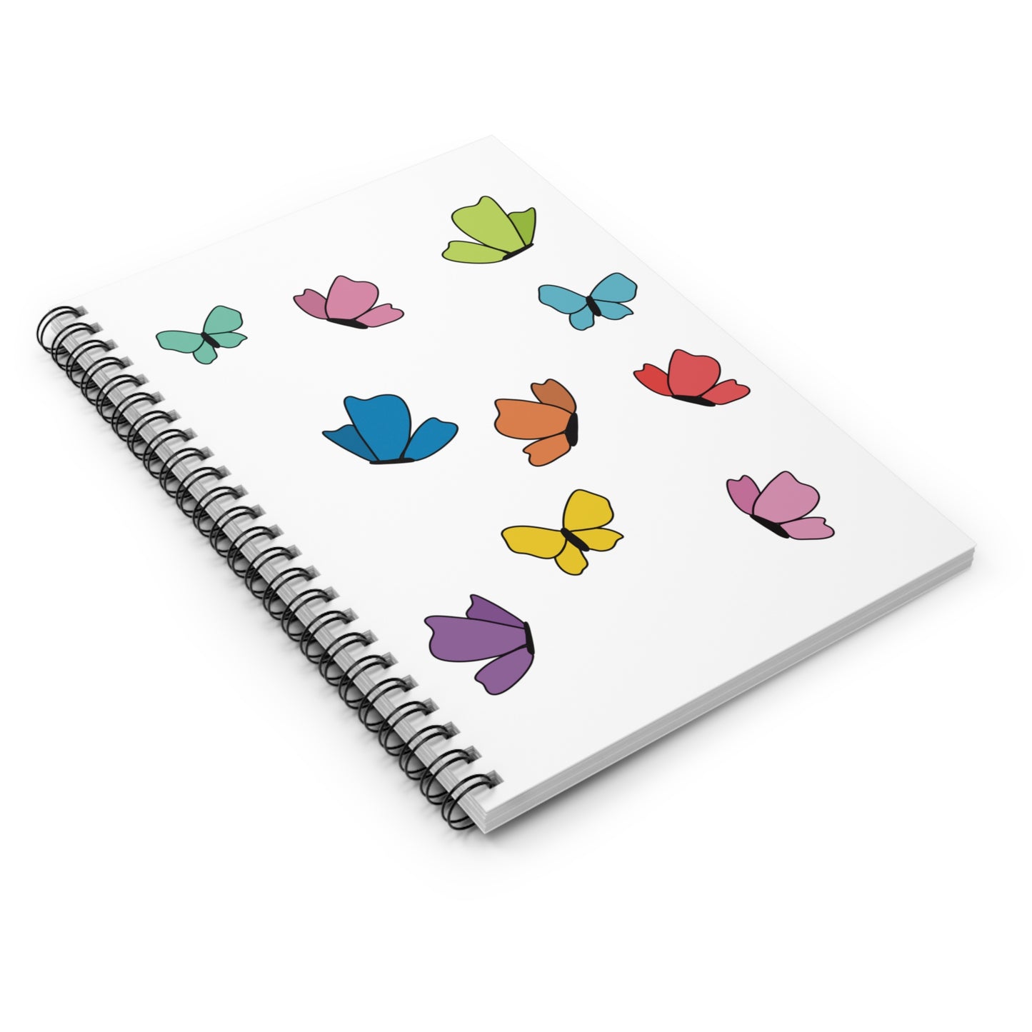 Spiral Notebook - Ruled Line rainbow butterfly